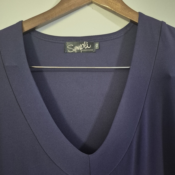 Sympli Deep Purple Asymetric Draped Dress Size 12 - Picture 3 of 9